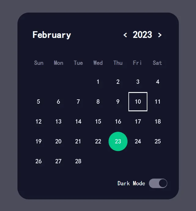 Bootstrap 5 Calendar Component With Dark Mode